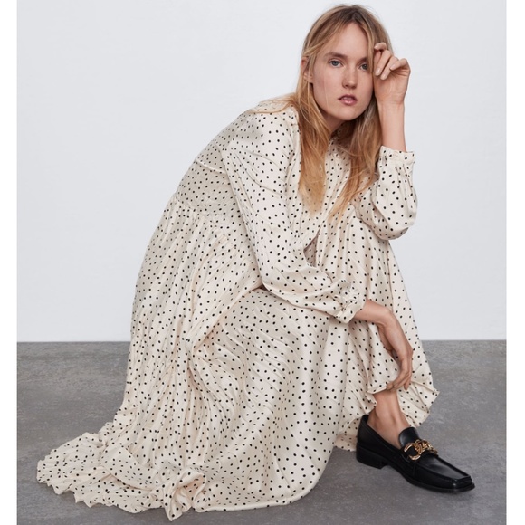 Last one * L * Zara Ecru Wrinkle Looks Dress NWT - Picture 13 of 15